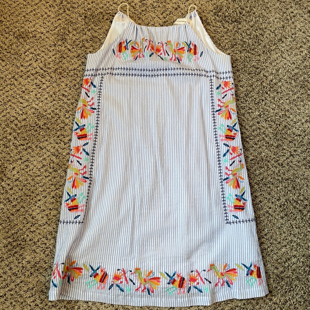 Seersucker Embroidered Dress